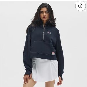 Women's lululemon True Navy New England Patriots Scuba Oversized Half-Zip Hoodie